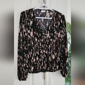 VILA Black and Tan Women's Blouse